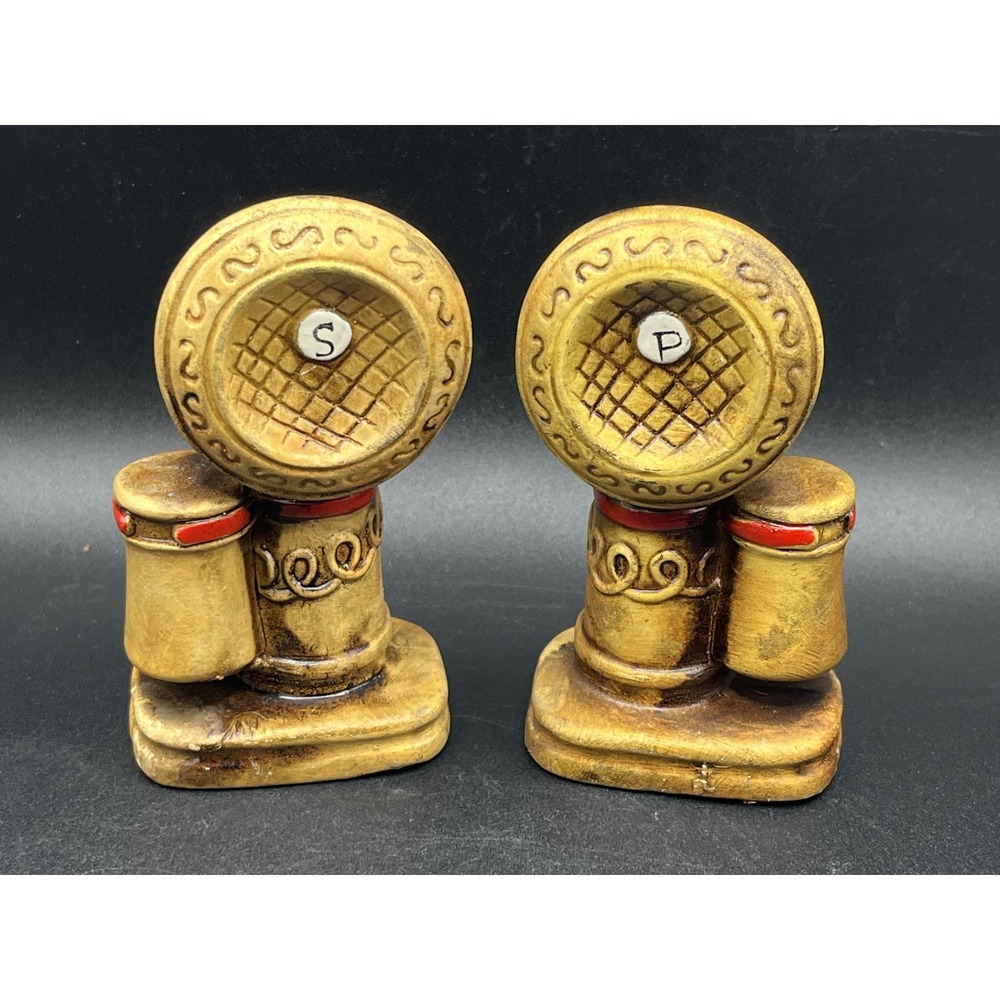 Vtg Old Antique Telephone Retro Style Phone Salt Pepper Shakers Japan 4" Tall